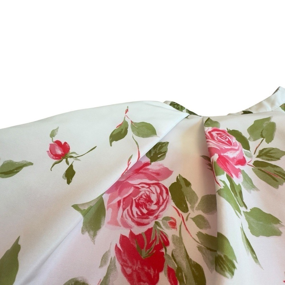 Sherri Hill 50563 Pink Rose Floral Fit Flare Skirt White Designer Size 0 Bridal - Picture 9 of 16
